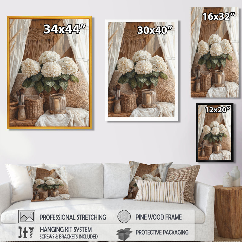Goshen - Floral Canvas Prints, 32" H x 24" W, Black, Single Picture Framed Print