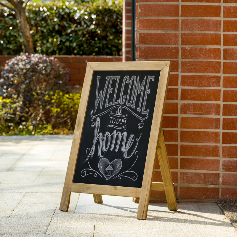 29.75"H Fiberboard Free Standing Chalkboard, Wood