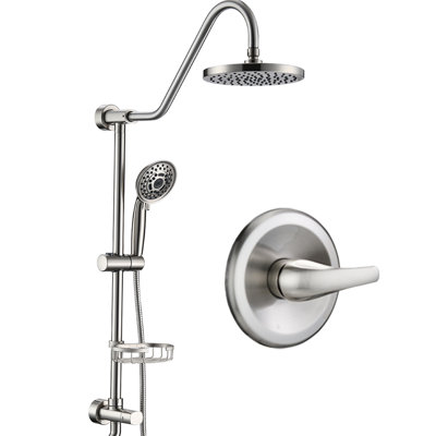 8" Rain Shower Head And Handheld - Corrosion Protected Dual System With & Spray Holes, Sleek Look