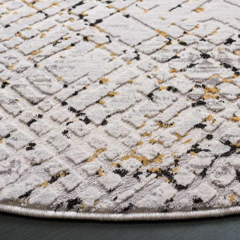 Tapis à motif abstrait Bailee Performance, Rond 6 pi 7 po