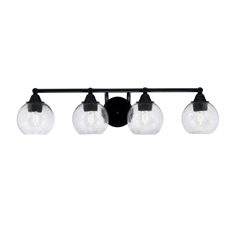 Paramount 4 Light Bath Bar Shown In Matte Black Finish With 5.75" Smoke Bubble Glass
