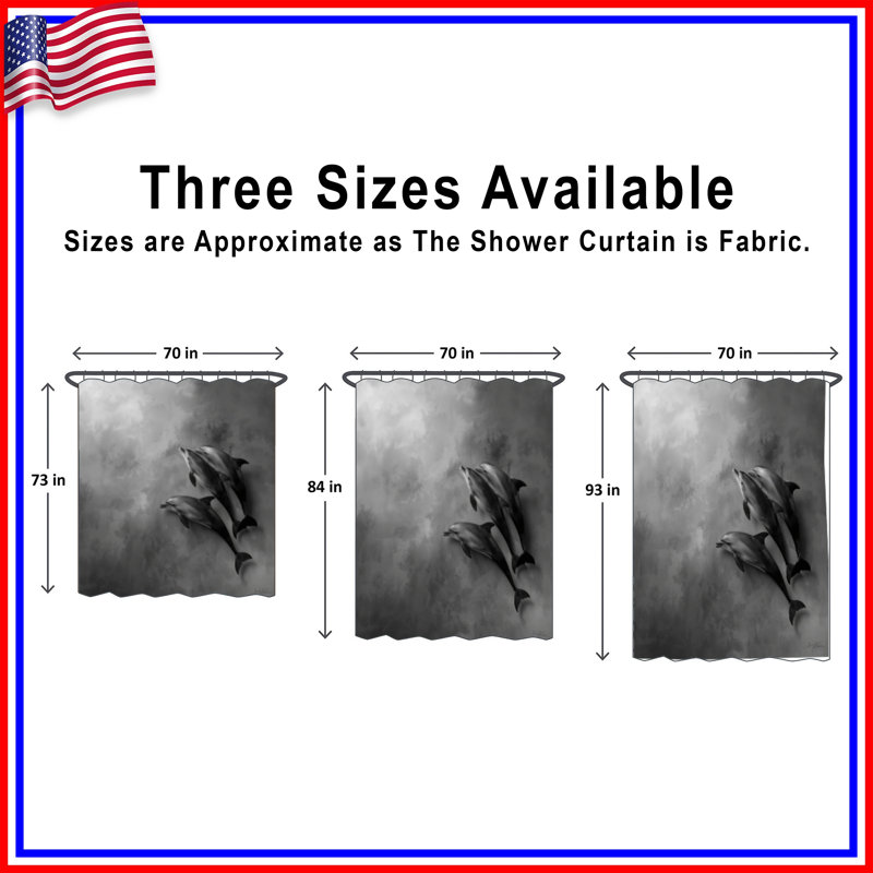 Rideaux de douche Three Dolphins, 70in W x 84in H