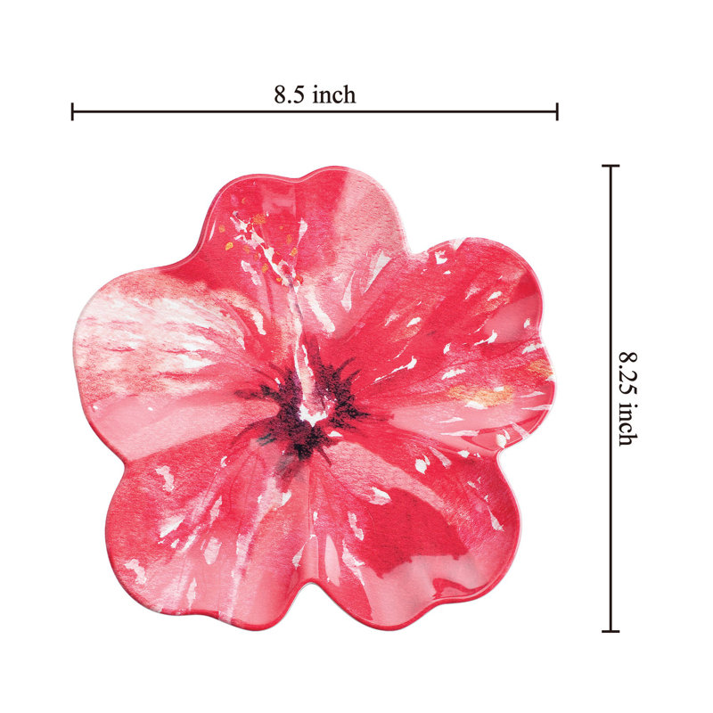 4-Piece Hibiscus 8" Melamine Plate