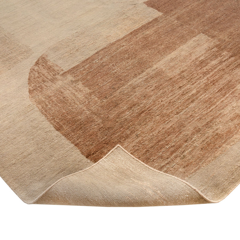 Pink Contemporary Wool Silk Rug - 8'1" x 9'10"
