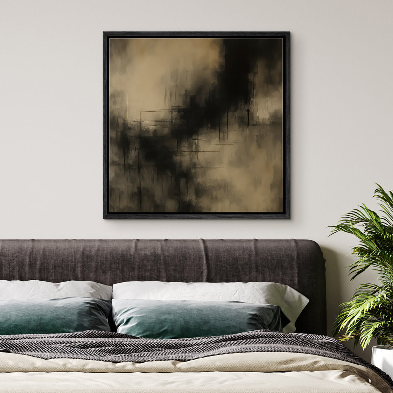 Reproduction d'art encadrée sur toile pour décor moderne neutre, H 24 po x l 24 po, Noir