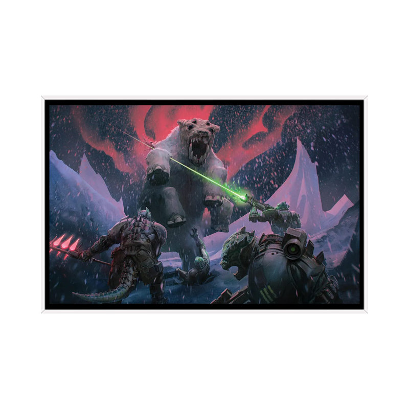 Veskarium Kothama Attack - reproduction d'art murale - toile encadrée, H 32 po x l 48 po, Blanc