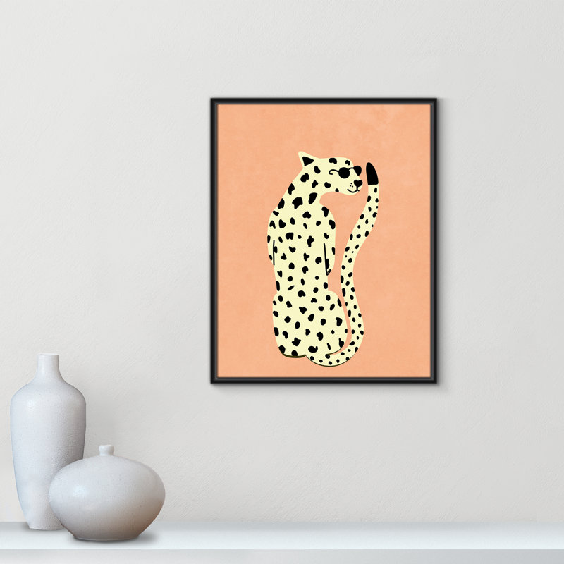 Motif de guépard «Cool» par Oltmanns, Framed Canvas, L 23,5 po x H 29,5 po, Black Floater