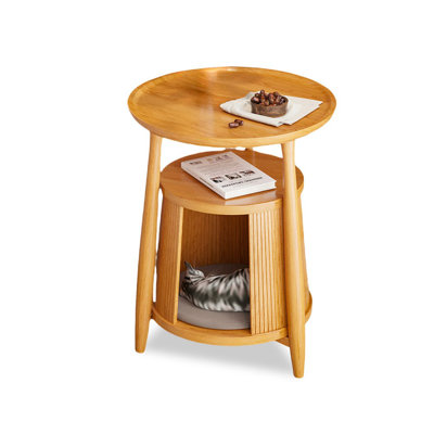 17.72" Solid Wood Round Coffee Table