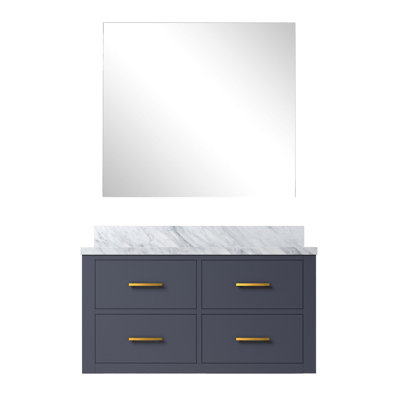 36 po Meuble-lavabo bleu X 22 avec comptoir en marbre et miroir 34 po