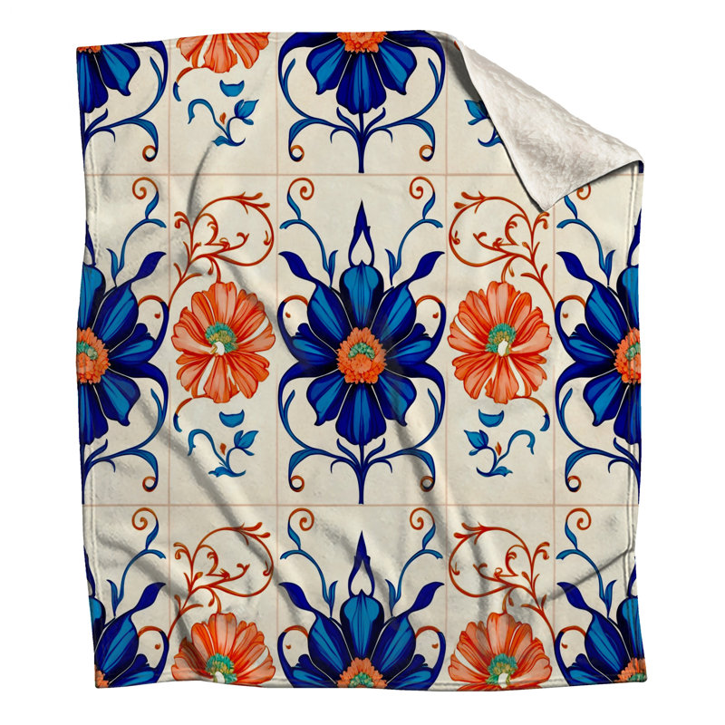 Couvertures bleues et bleues à motif floral, L 60 po x H 80 po