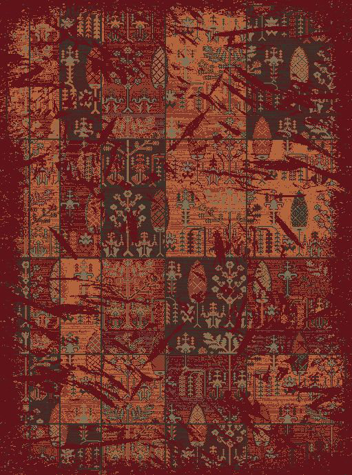 Tapis rouge/orange Dishman, 8 pi x 11 pi