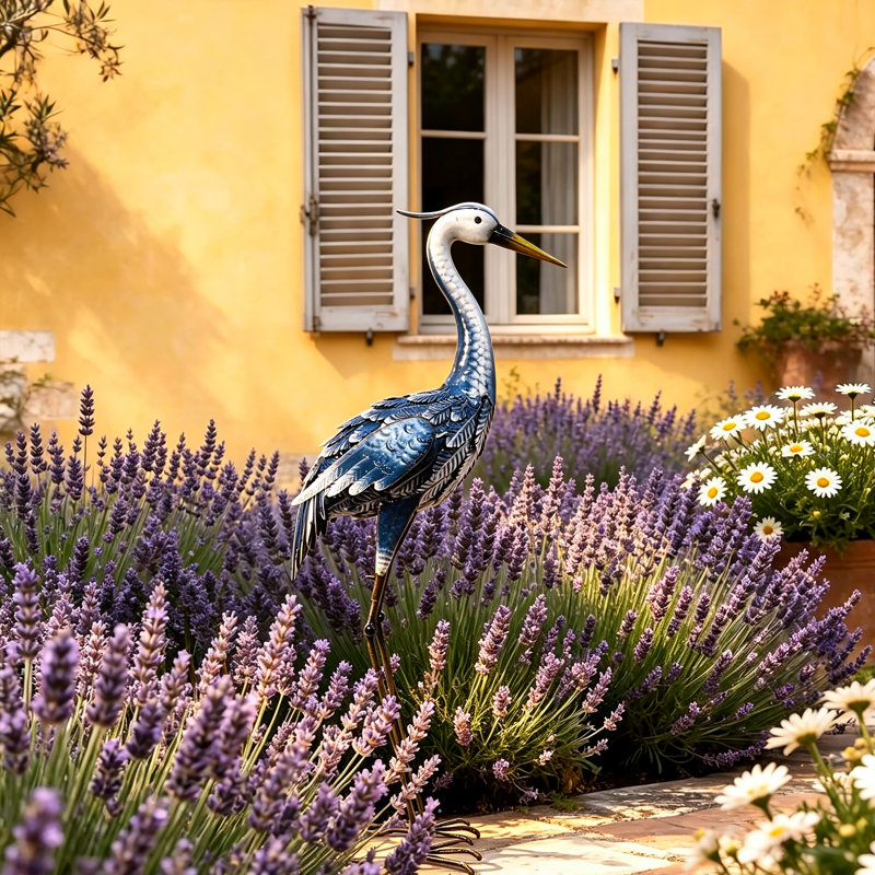 Jovanta Crane Metal Garden Statue