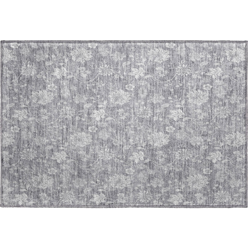 Premium Machine Washable Prisco Gray Rug, Rectangle 1'8" x 2'6"