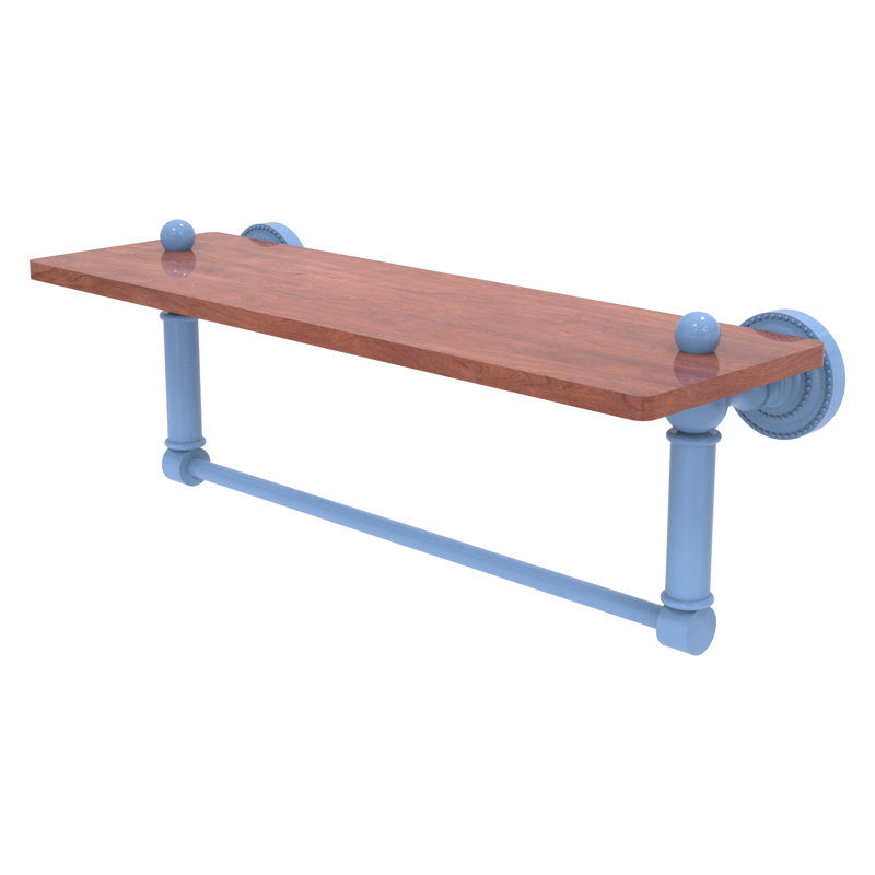 Tablette flottante en métal avec barre à serviettes Dottingham, H 5 po x l 16 po x P 5 po, Bleu troll plat