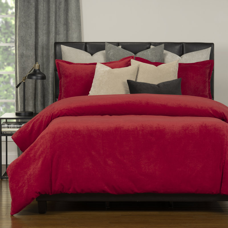 Matte Velvet Set with Duvet Cover & Insert Set by Siscovers, King Duvet Cover + 9 Additional Pieces, Berry
