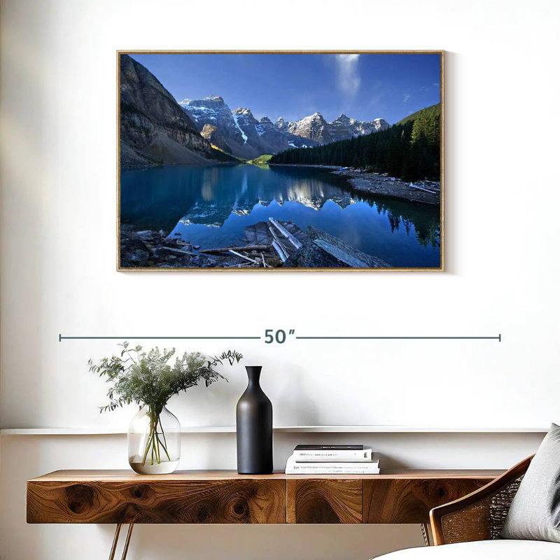 Lac pittoresque de la Moraine, Cadre flottant en bois naturel, 37 po x 25 po