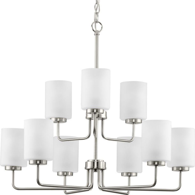 Lustre classique à 9 lumières avec abat-jour, Nickel brossé