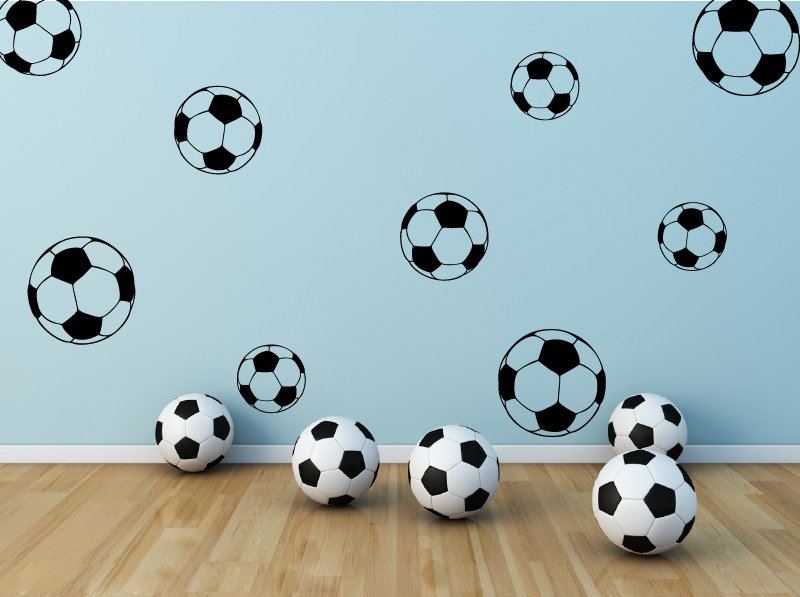 Adhésif décoratif ballons de soccer, Noir, H 20 po x l 20 po x P 0,01 po