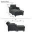 Ensemble fauteuil d'appoint et pouf de rangement, chaise longue convertible en lit polyvalente avec dossier inclinable, porte-gobelets et ports USB-C-946999056