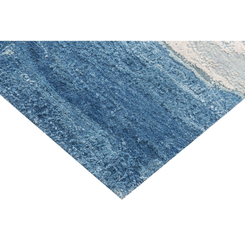 Abstract Area Rug in Silver/Blue/Gray