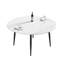 Table de salle à manger moderne 59,05 po en pierre artificielle ronde en métal pour 6 personnes avec 6 chaises
