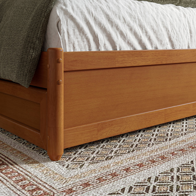 Ause Solid Wood Platform Storage Bed, Light Toffee, Twin XL