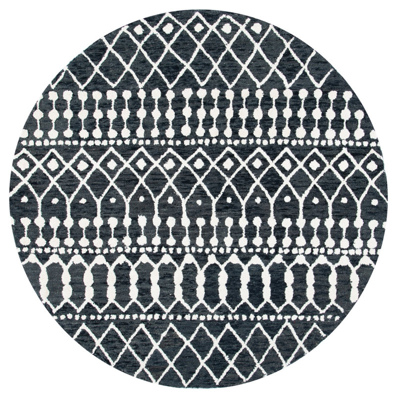 Dillard Hand Tufted Wool Geometric Rug, Round 6'