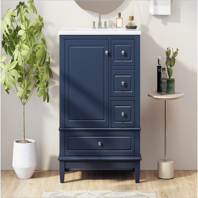 30" Bathroom Vanity with Sink, One Door with Shelf and Three Drawers, Soft Close Door