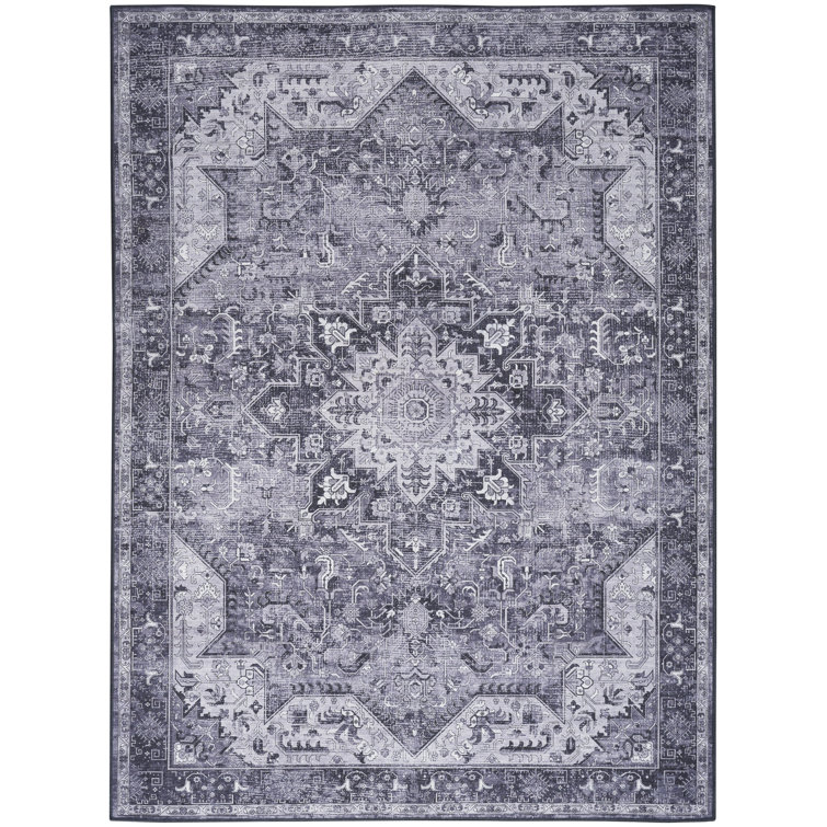 Bungalow Rose Bungalow Rose Washables Charcoal Grey Vintage Indoor Rug