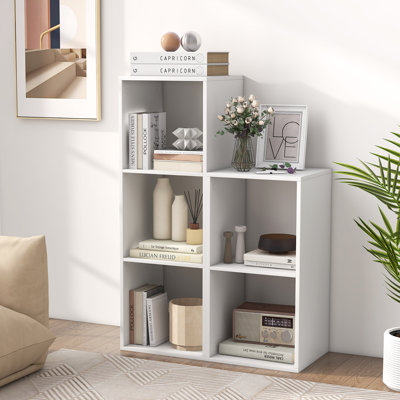 Bookshelf Modern Vertical Bookcase w/ Back Guardrail & Anti-tipping Kits