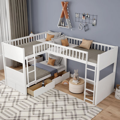 Gunder Twin over Twin 2 Drawer Solid Wood Standard Bunk Bed by Harriet Bee by Harriet Bee