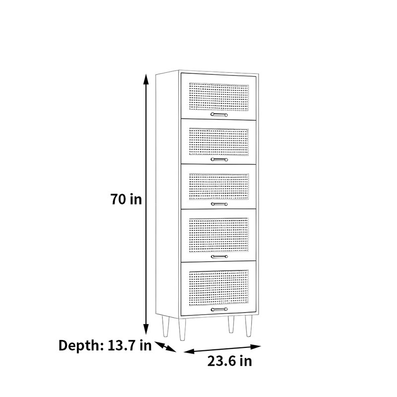 Rabehi, (5 tablettes) H 70 po x l 23,6 po x P 13,7 po, Blanc