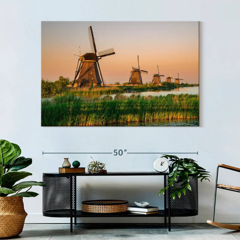 Alvord Windmills At Kinderdijk, H 34 po x l 51 po