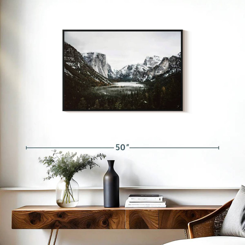 Yosemite Winter Magic, Cadre flottant noir, 31 po x 21 po