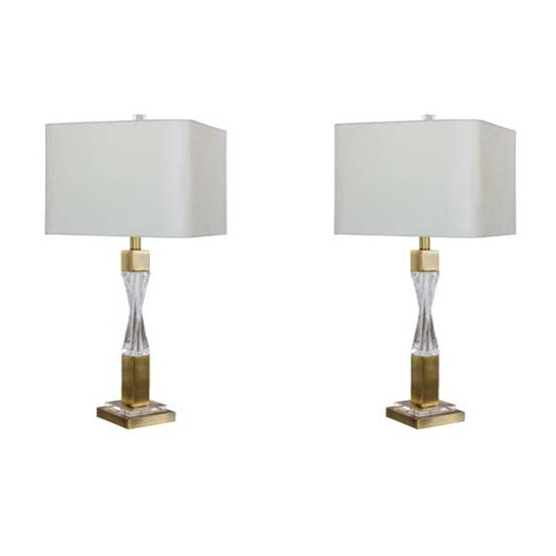 Roopville Crystal Table Lamp, Antique Brass