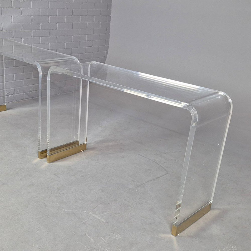 Liora Acrylic Console Table with Gold Accent Base