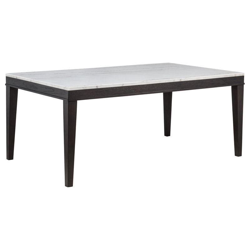 Vinia 72-Inch Rectangular White Marble Top Dining Table Coffee Bean