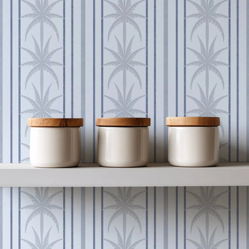 Ocean Drive Stripe - Wallpaper, Premium Paper, Cool Blues