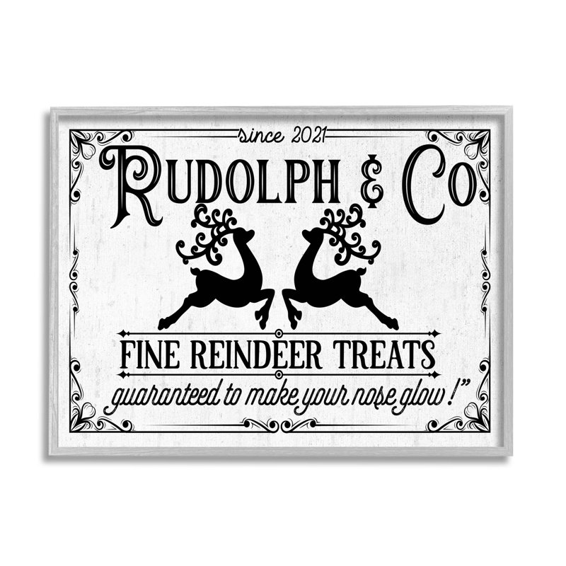 «Rudolph and Co Vintage Sign» par Lettré et doublé - impression sur bois, H 24 po x l 30 po x P 1,5 po