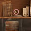 Buffet noisette + bois manufacturé noir + verre-529809842