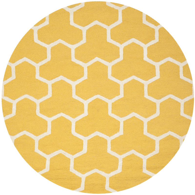 Ruben Gold/Ivory Area Rug, Round 6'