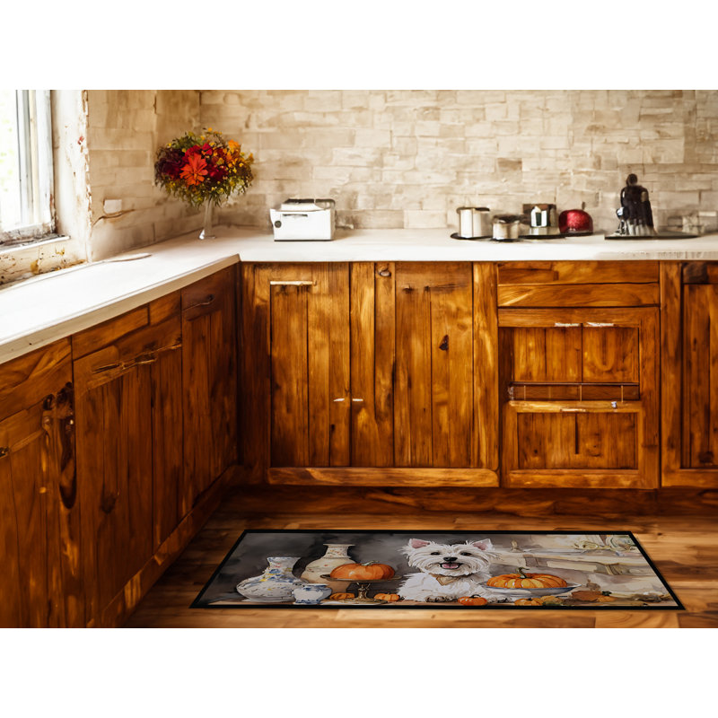 Westie Fall Kitchen Pumpkins Runner Mat 28x58