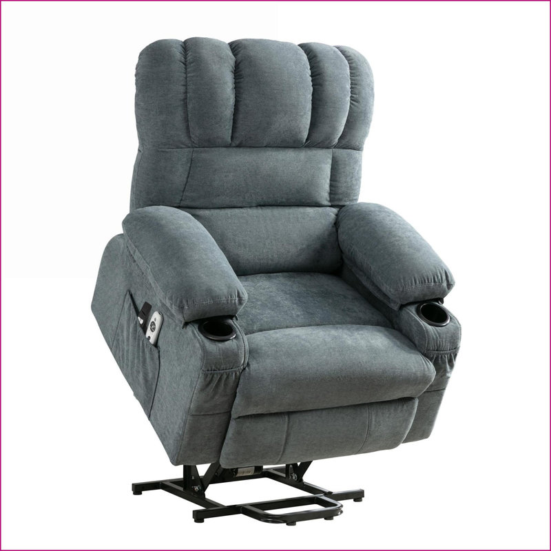 Lift Chairs with Power Lift, Massage &amp; Heating, USB Port, Reclining for Elderly | Royal Blue | Woven Fabric