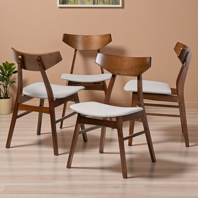 Cambridge Dining Chair Set in Gra Fabric and Walnut Brown Wood, 30.58'' H X 18.09'' W X 20.74'' D