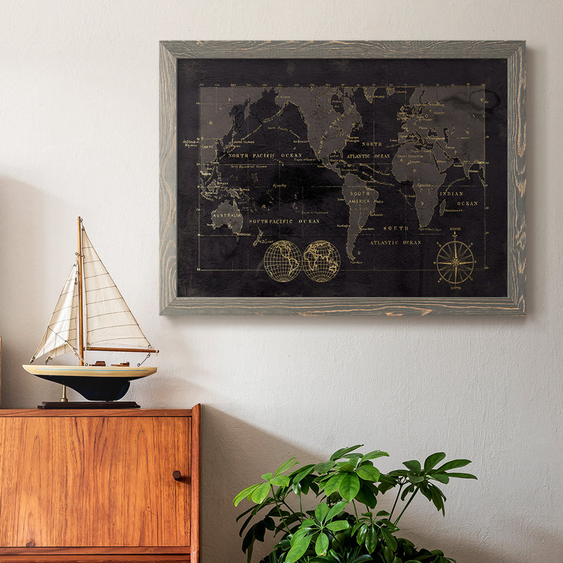 " Black Gold Map ", 26" H x 38" W x 1.5" D, Gray