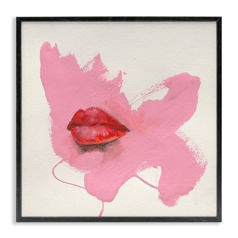  «Lips on Pink», estampe numérique par Daniel Houston, H 17 po x l 17 po, Giclée encadrée noir minuit