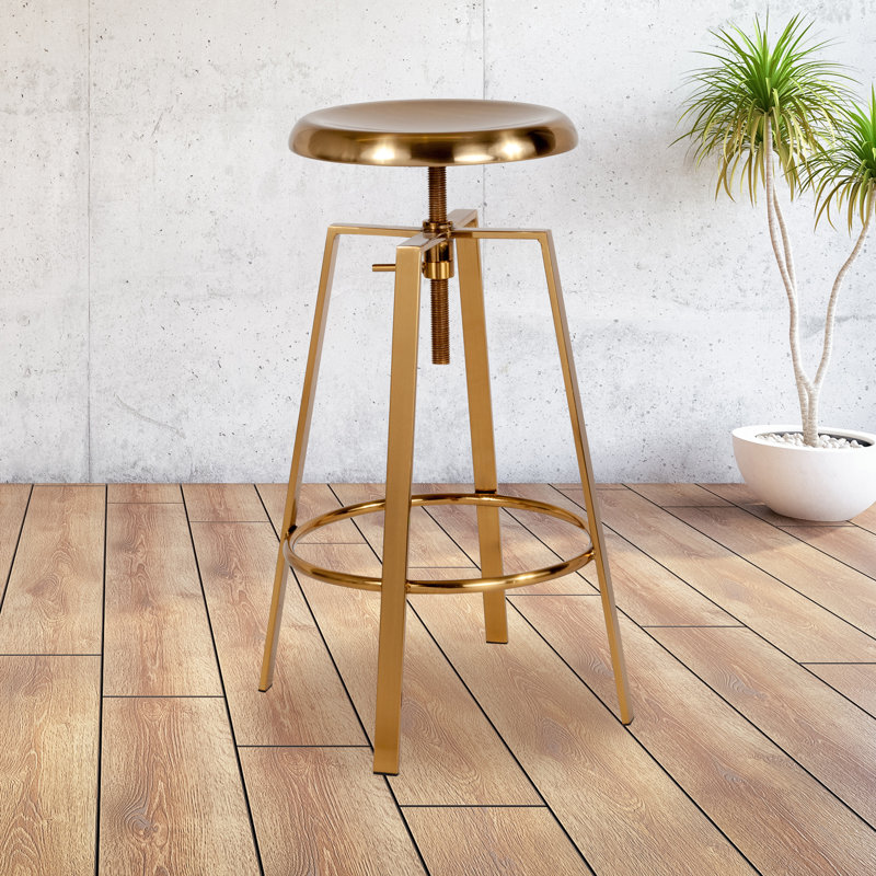 Lukachukai Swivel Adjustable Height Counter Stool with Metal Frame, Gold