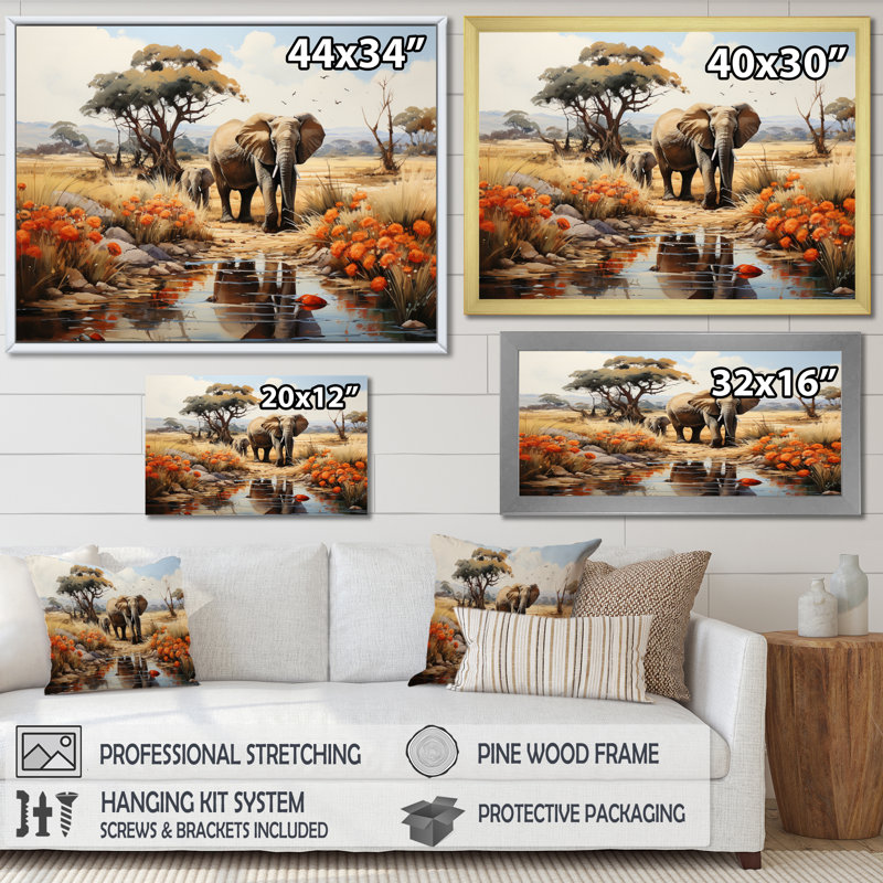 African Natures Symphony sur impression sur toile, Cadre doré à une seule photo, H 24 po x l 32 po x P 1 po