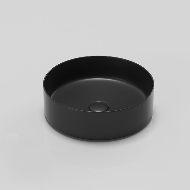 Ceramic Circular Vessel Bathroom Sink Art Sink, Matte Black