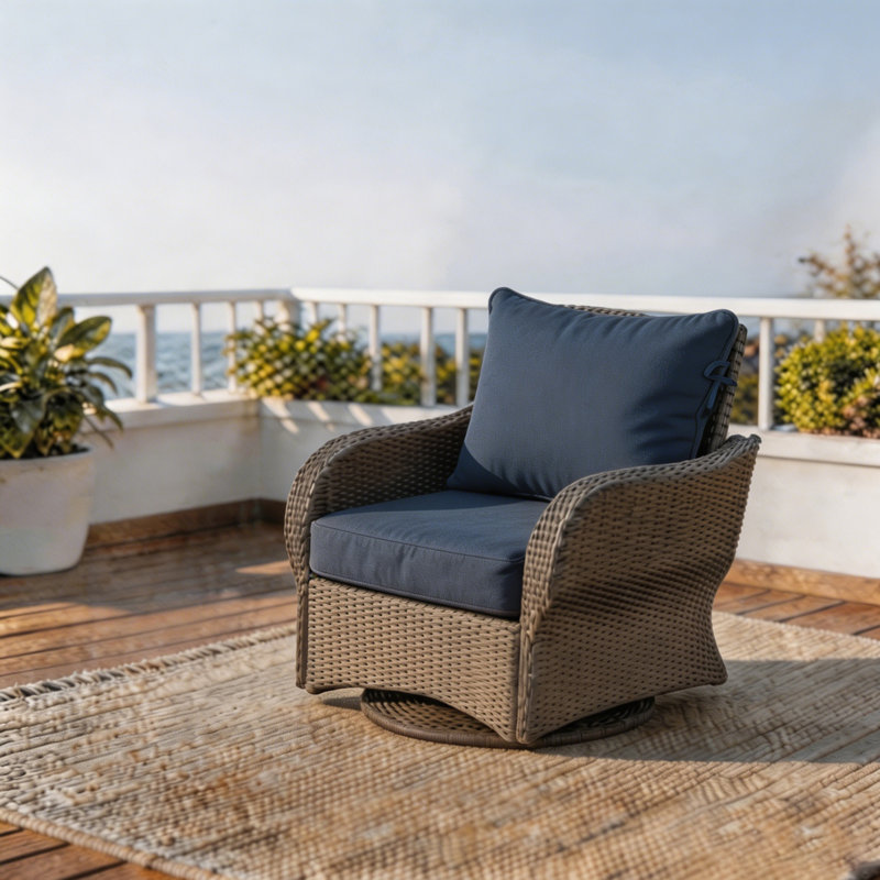 19" x 19" Outdoor/Indoor Dining Chair Cushion Seat and Back (Set of 1) - Water Resistant Design, Blue